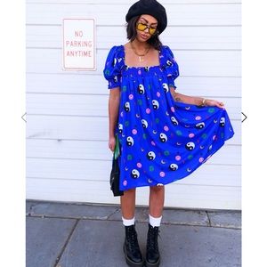 Dressed in LALA Blue Midi Dress with Yin Yang Print
